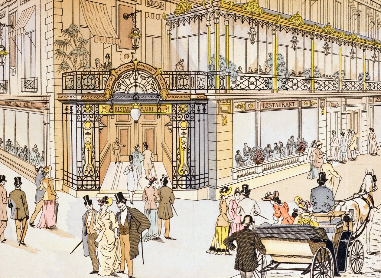 Eingang des Le Maire Restaurants in Paris, um 1895 von French School