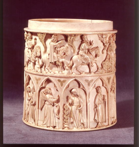 Eucharistie-Topf, der die Heiligen Drei Könige und die Verkündigung darstellt, aus Citeaux von French School