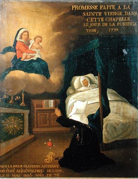 Ex Voto für Schwester Claudine Aguetant, die im allgemeinen Krankenhaus von Lyon starb von French School
