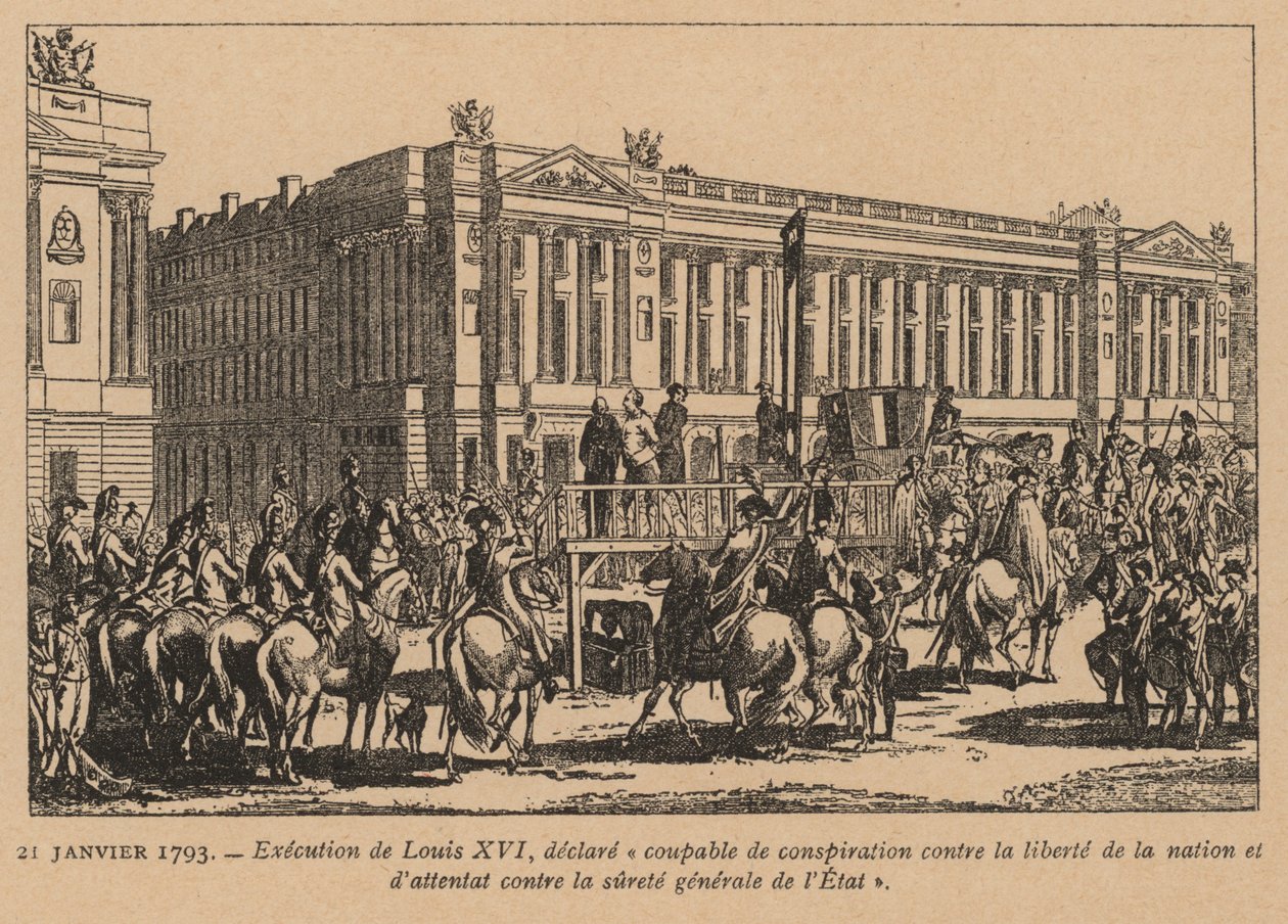 Hinrichtung von König Ludwig XVI. von Frankreich, Paris, Französische Revolution, 21. Januar 1793 von French School
