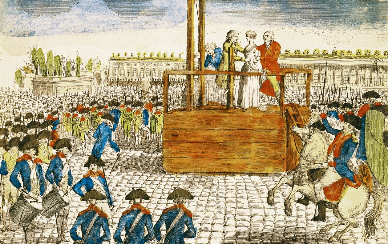 Hinrichtung von Marie-Antoinette (1755-93) auf dem Place de la Revolution, 16. Oktober 1793 von French School