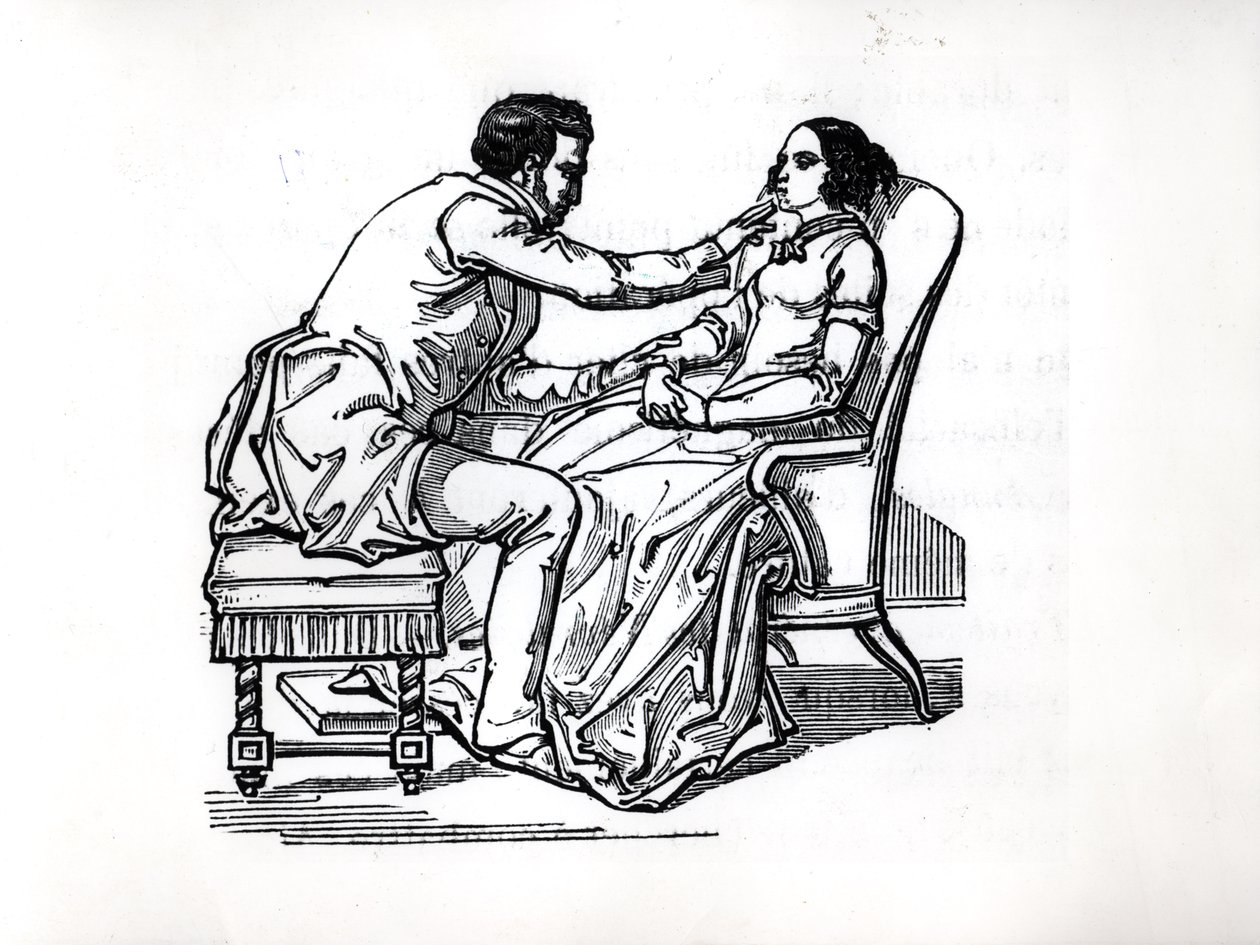 Experiment im Tiermagnetismus von Franz Anton Mesmer (1734-1815) im Jahr 1784 von French School