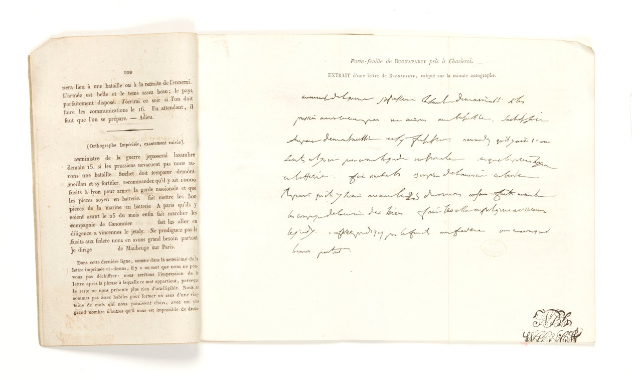 Auszug aus einem Brief von Bonaparte, aus 