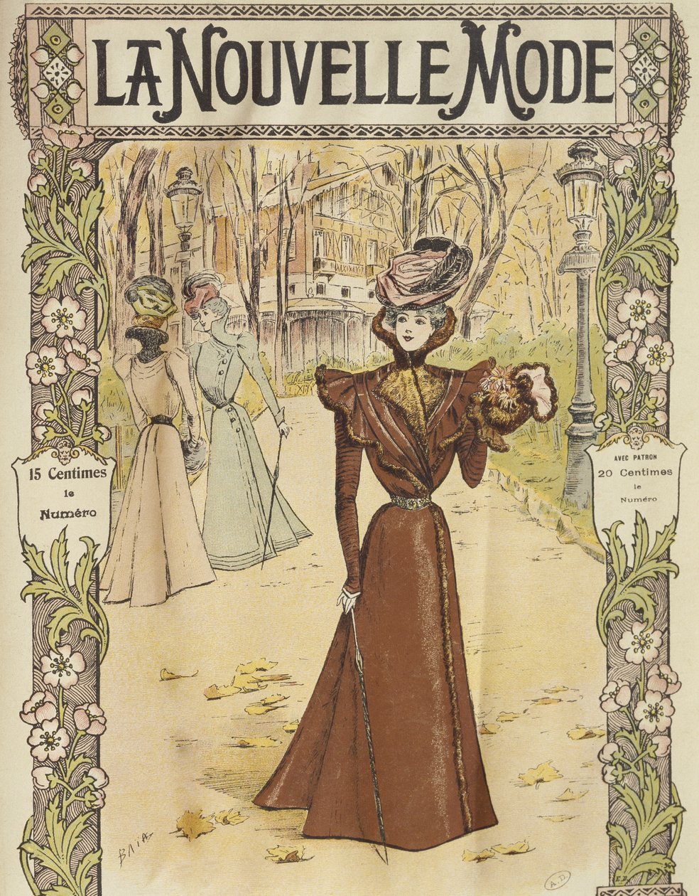 Modeplatte, Titelillustration aus La Nouvelle Mode, 12. Dezember 1897 von French School