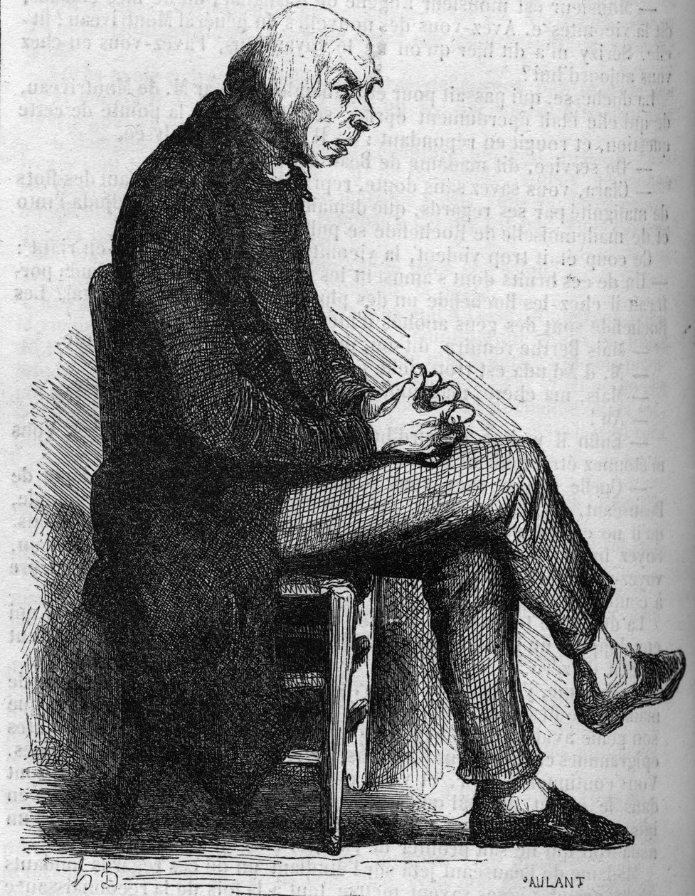 Vater Goriot. Gravur Mitte des 19. Jahrhunderts. Illustration für „Vater Goriot“ von Honoré de Balzac (1799-1850). von French School