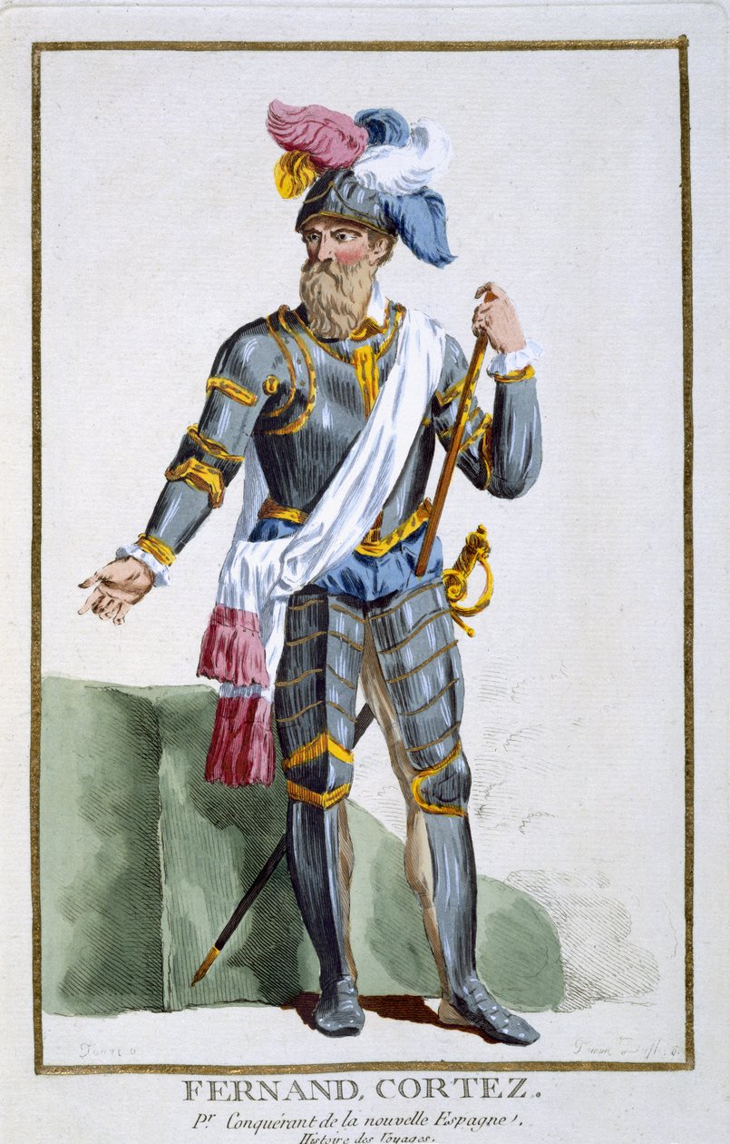 Fernand Cortez (1485-1547), graviert von Pierre Duflos (1742-1816), 1780 von French School