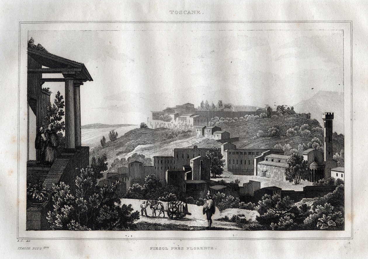 Fiesole - Toskana - Gravur aus „Italien pittoresk“ von M. de Norvins, Ch. Nodier 1834-1836 von French School