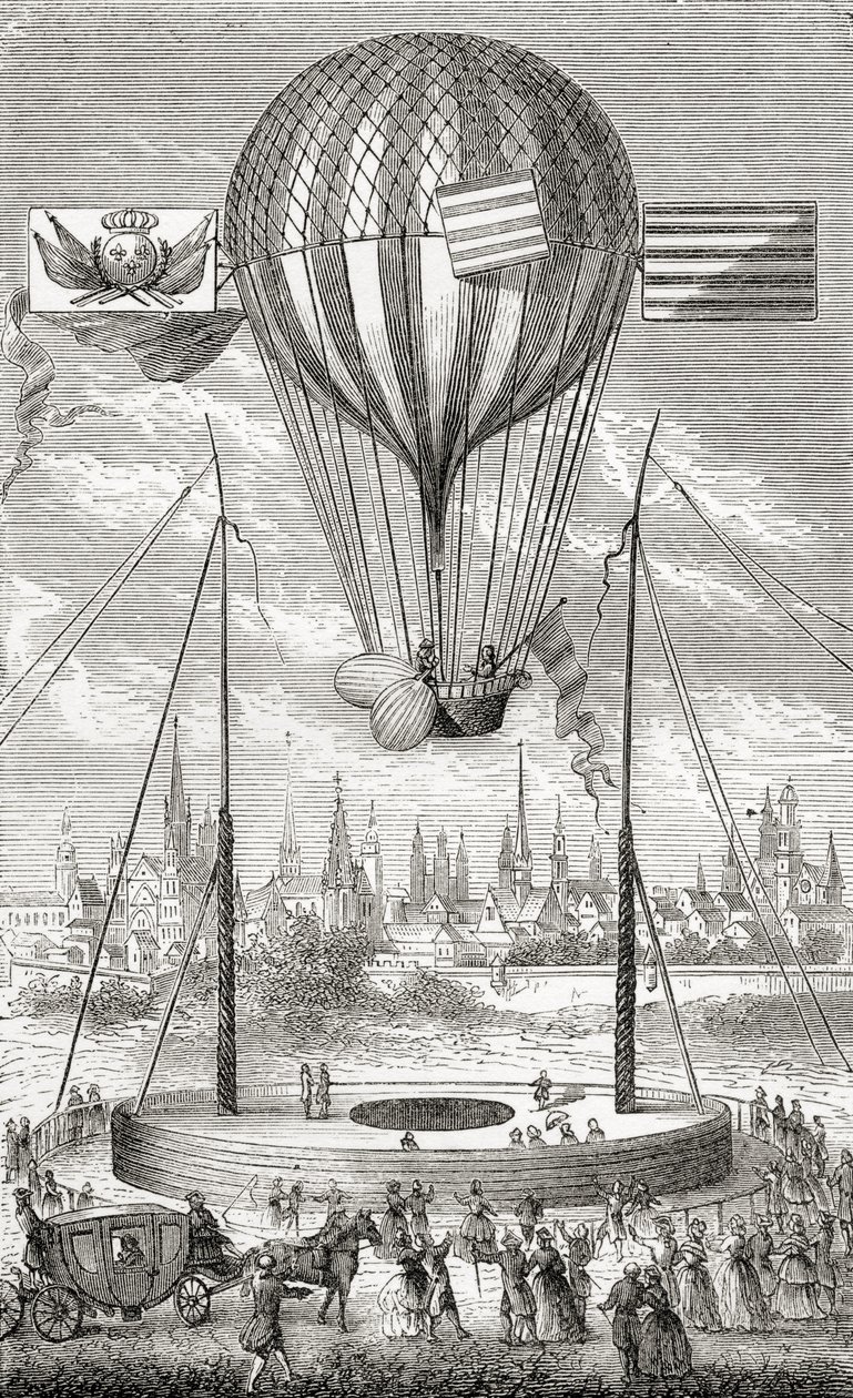 Erster Flug mit einem lenkbaren Ballon, von Dijon, 12. Juni 1784, aus 