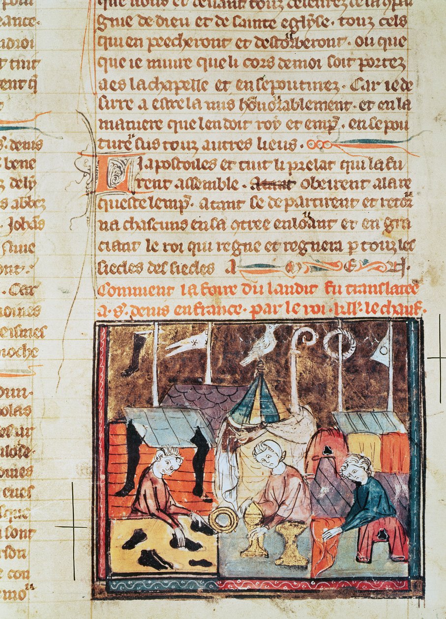 Fol.122v Händler auf der Lendit-Messe bei St. Denis, aus den Grandes Chroniques de France, 1375-79 von French School