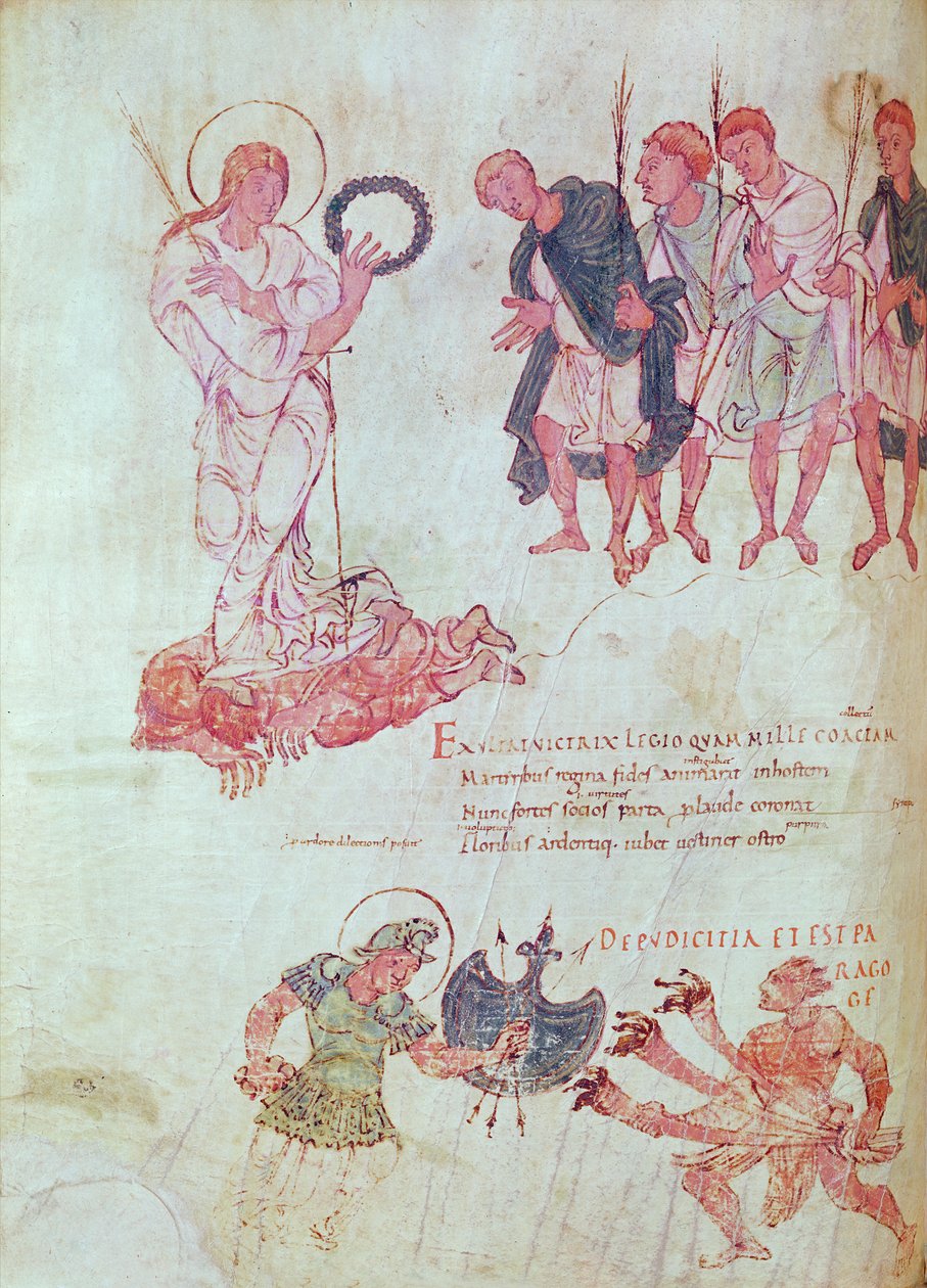 Fol.15.083 aus der Psychomachia von Prudentius von French School