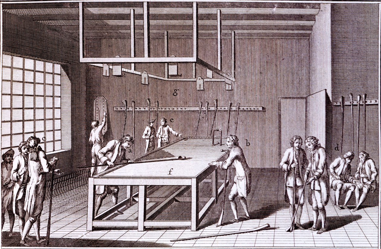 Form des Billards, gespielt in Frankreich, Mitte des 18. Jahrhunderts von French School