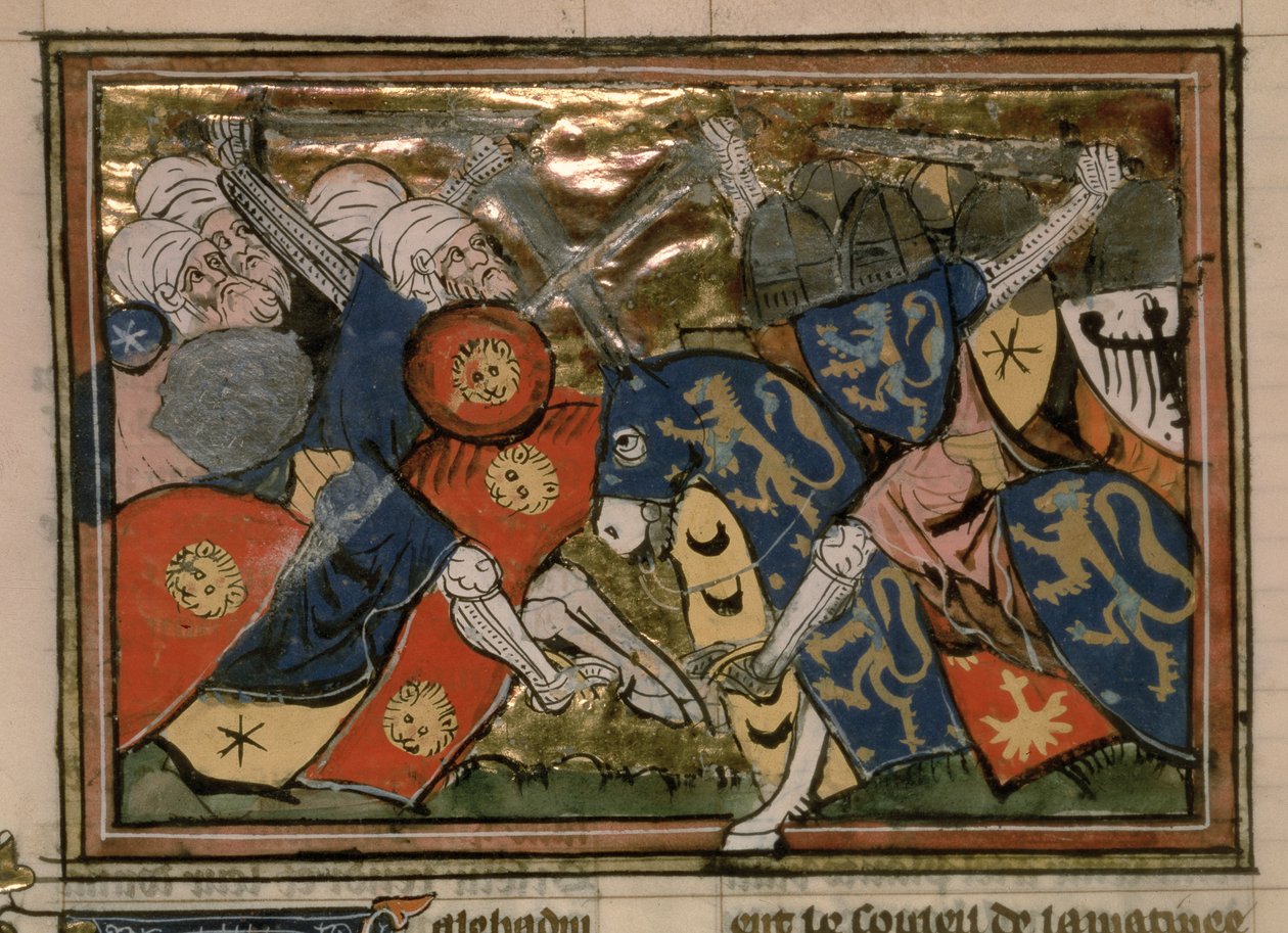 Schlacht um Jerusalem 1187, aus Le Roman de Godefroi de Bouillon von French School