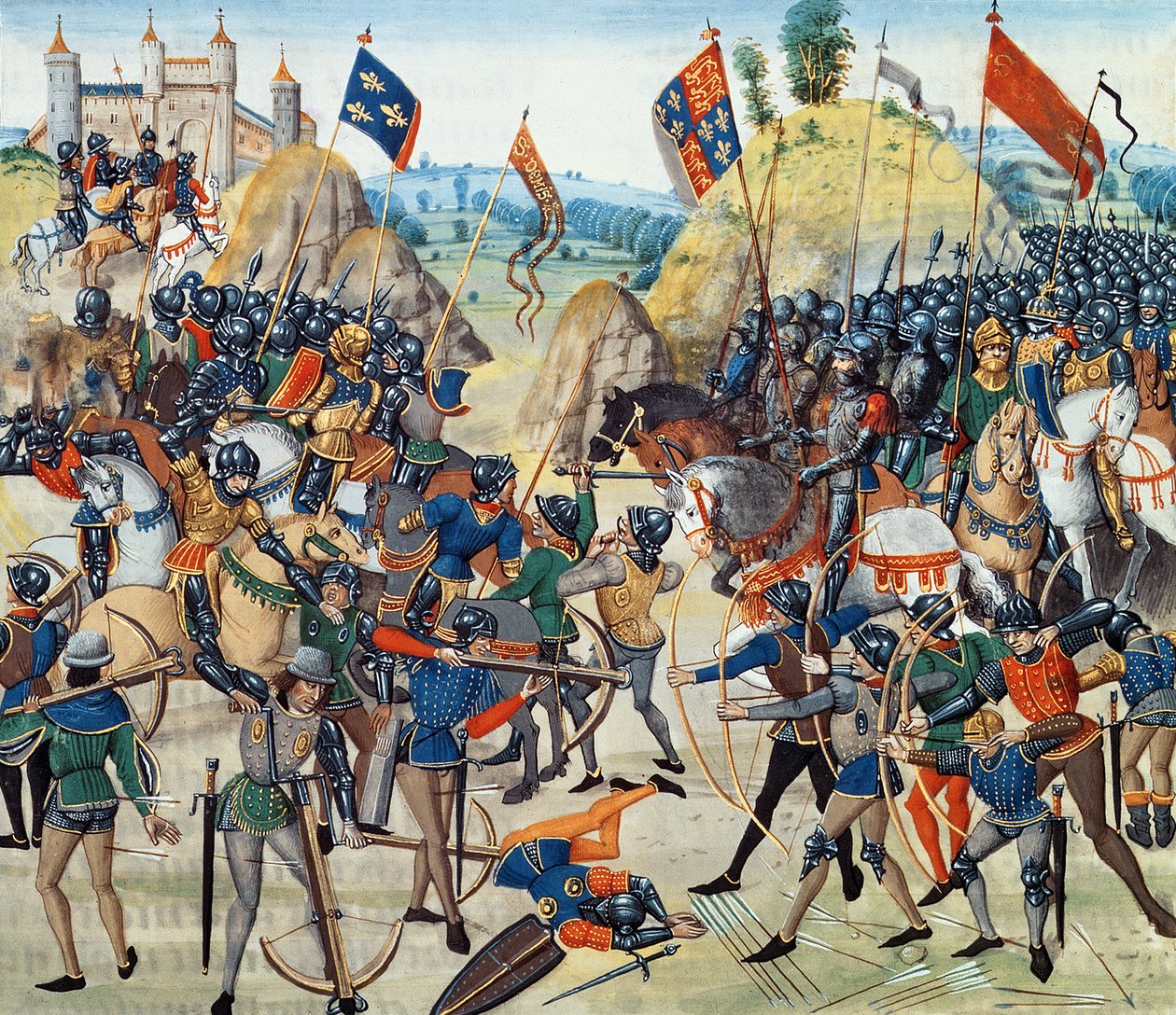 Schlacht von Crecy aus dem Hundertjährigen Krieg, aus Froissarts Chronik, 24. August 1346 von French School