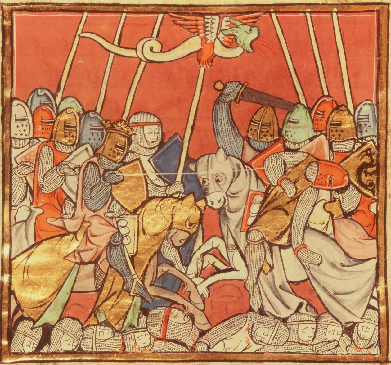 Die Schlacht von Bedigran, aus Die Geschichte von Merlin, ca. 1280-90 von French School