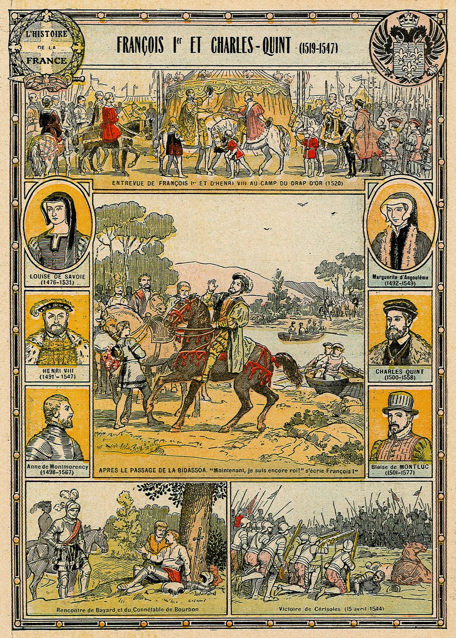 Franz I. von Frankreich und Karl V., Heiliger Römischer Kaiser, Illustration aus 