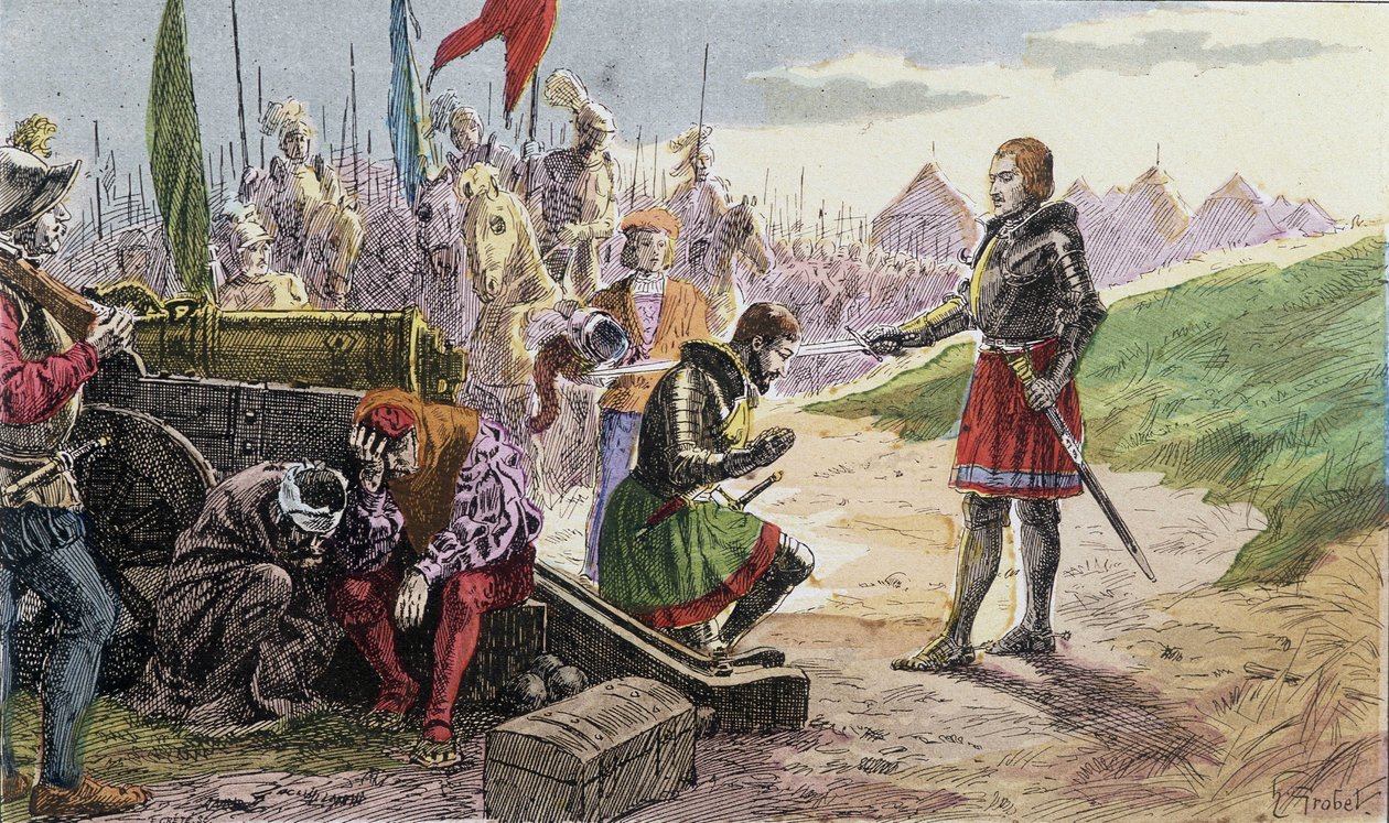 Franz I., Waffenkavalier von Bayard, in Marignan - Illustration 19. Jahrhundert. von French School