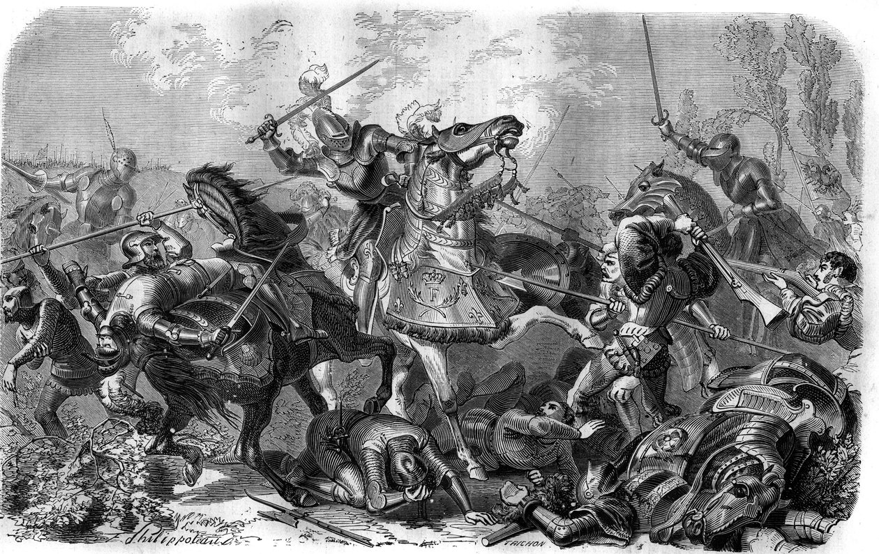 Franz I. (1494-1547), König von Frankreich, gefangen genommen in der Schlacht von Pavia am 24. Februar von French School