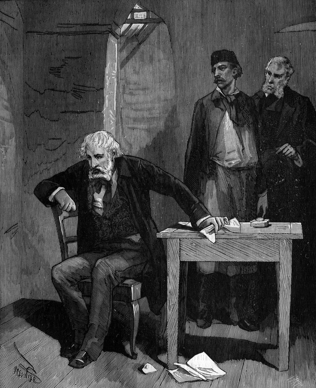 Frederic Sauvage (1786 - 1857), französischer Erfinder in einem Haus am Ende seines Lebens. von French School