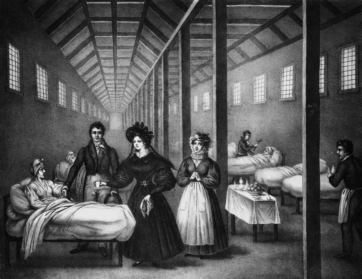 Die französische Königin Marie Amelie besucht ein Krankenhaus, Juni 1832 (Gravur) von French School