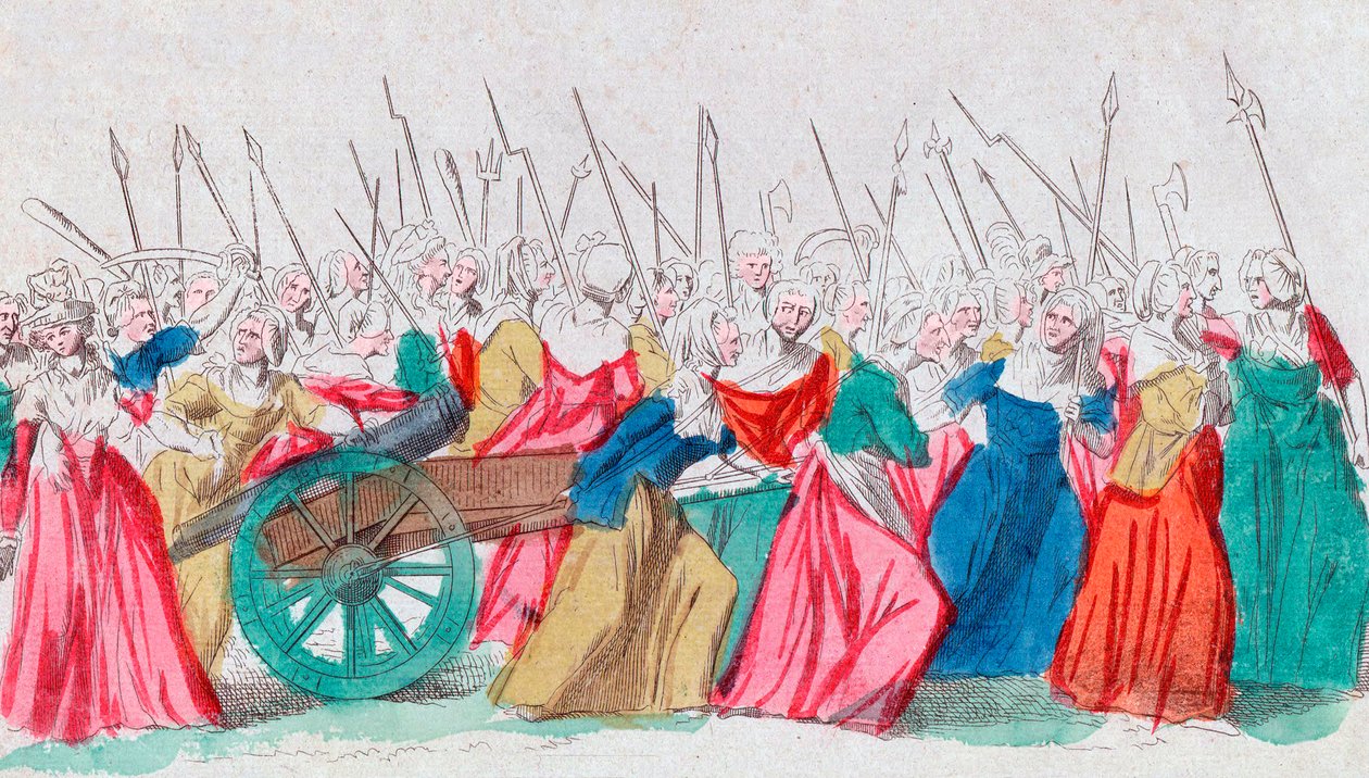 Französische Revolution: „Nach Versailles, nach Versailles“ - Der Marsch der Frauen auf Versailles, Paris, 5. Oktober 1789 von French School