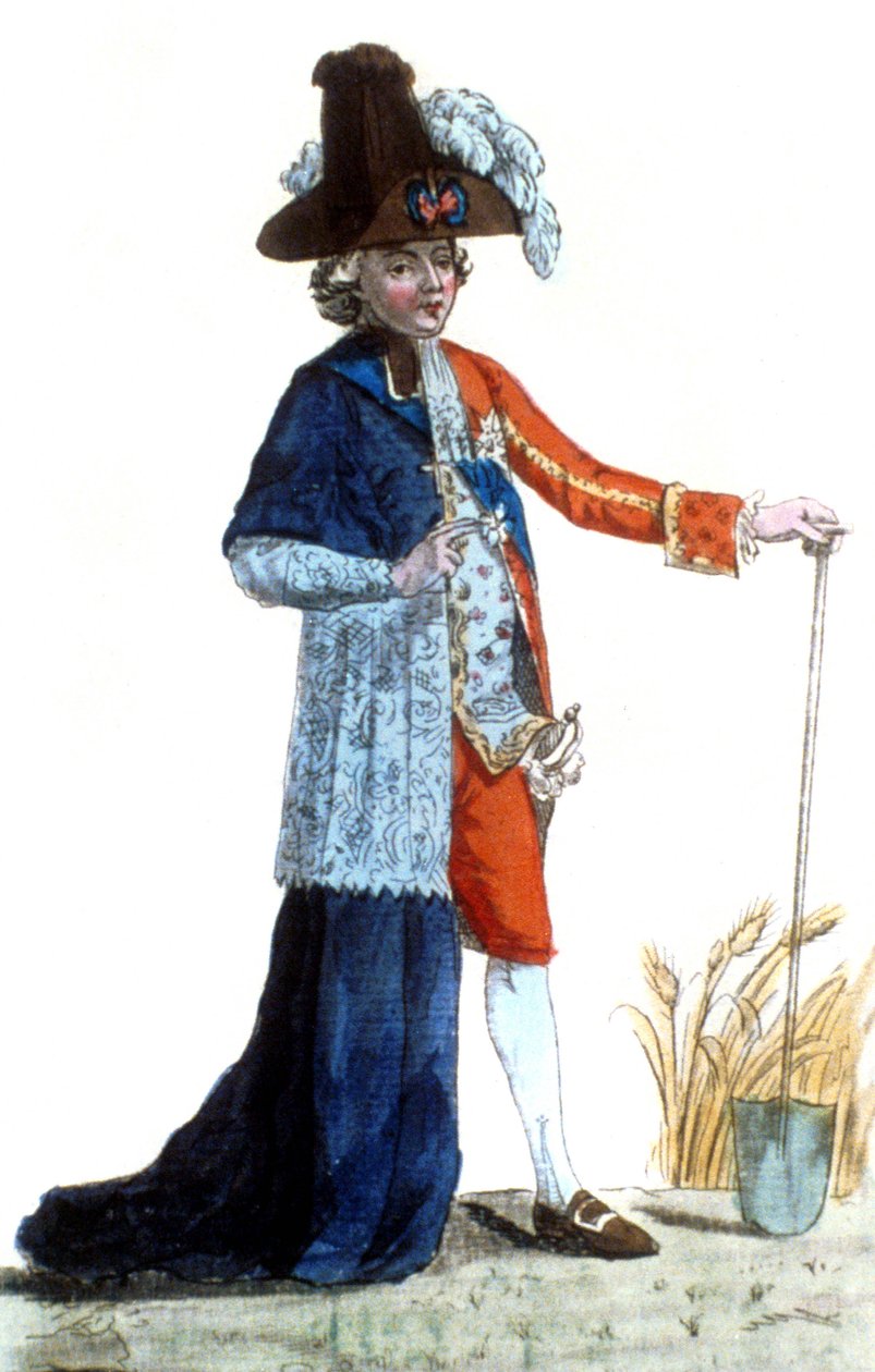 Französische Revolution: Ein Mann trägt einen Teil des Kleides... Französische Schule von French School