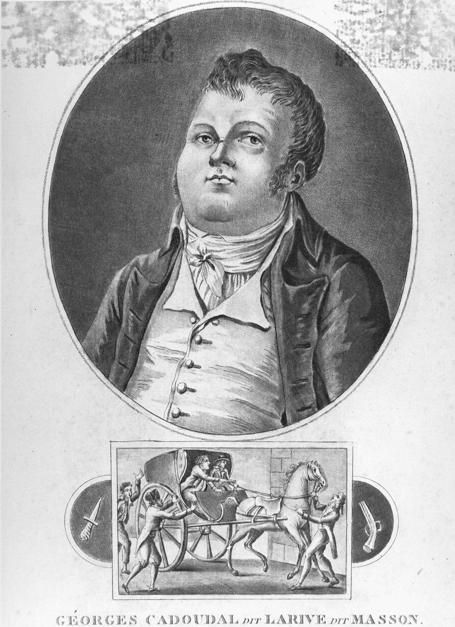 Französische Revolution: Georges Cadoudal (genannt Larive, genannt Masson), ein französischer Verschwörer, der einer der Anführer der Chouans war und zwei Anschläge gegen Bonaparte organisierte, wurde am 25. Juni 1804 hingerichtet - Gravur, Sammlung Museum von French School