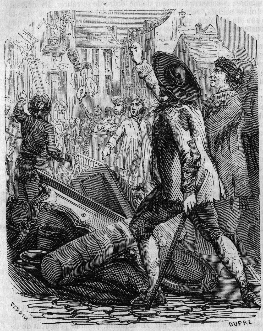 Französische Revolution: Plünderung der Tapetenfabrik von Réveillon am 28. April von French School