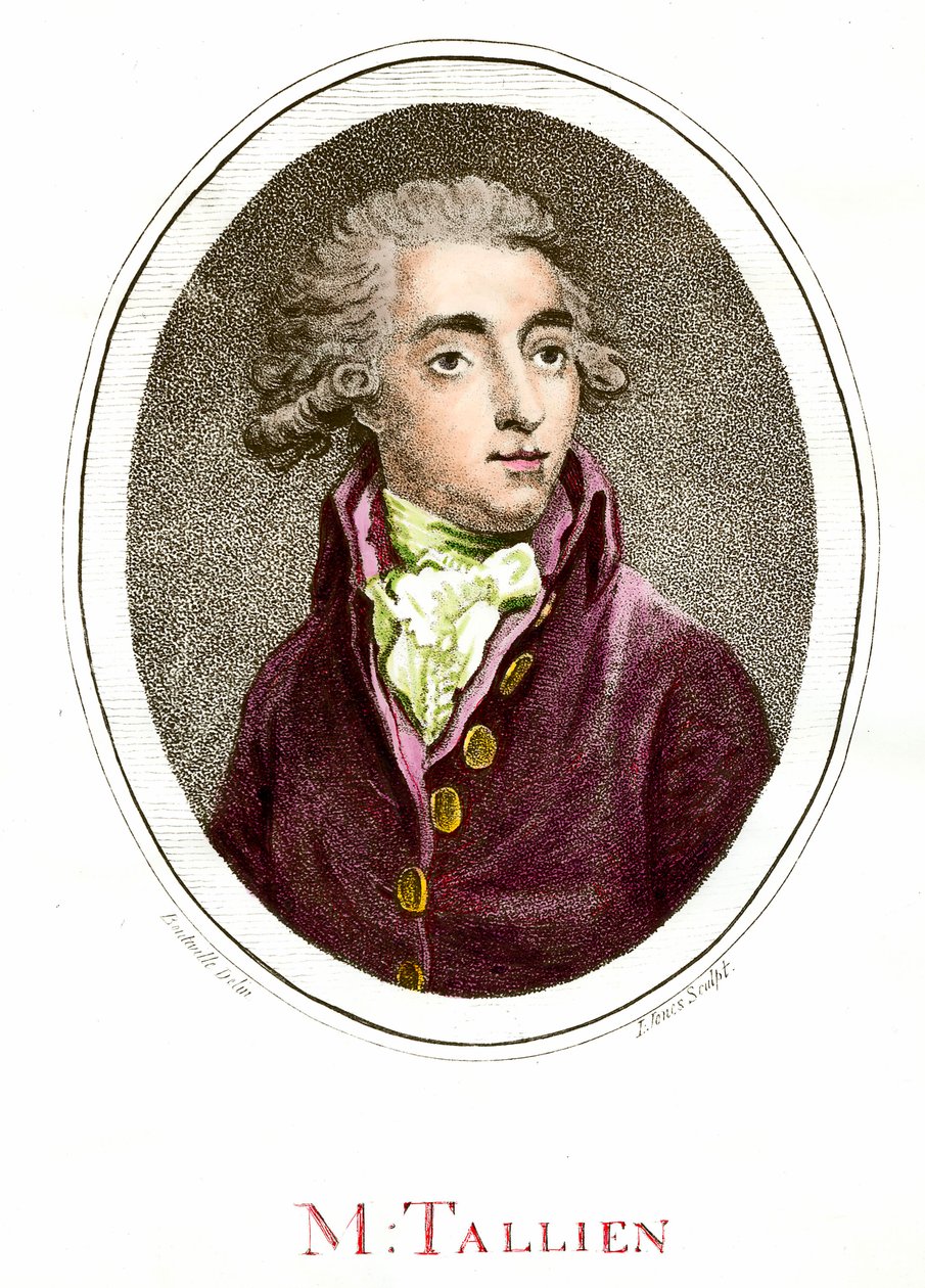 Die Französische Revolution: Porträt von Jean Lambert (Jean-Lambert) Tallian (1767-1820) französischer Revolutionär. Gravur aus dem 18. Jahrhundert. Private Sammlung von French School