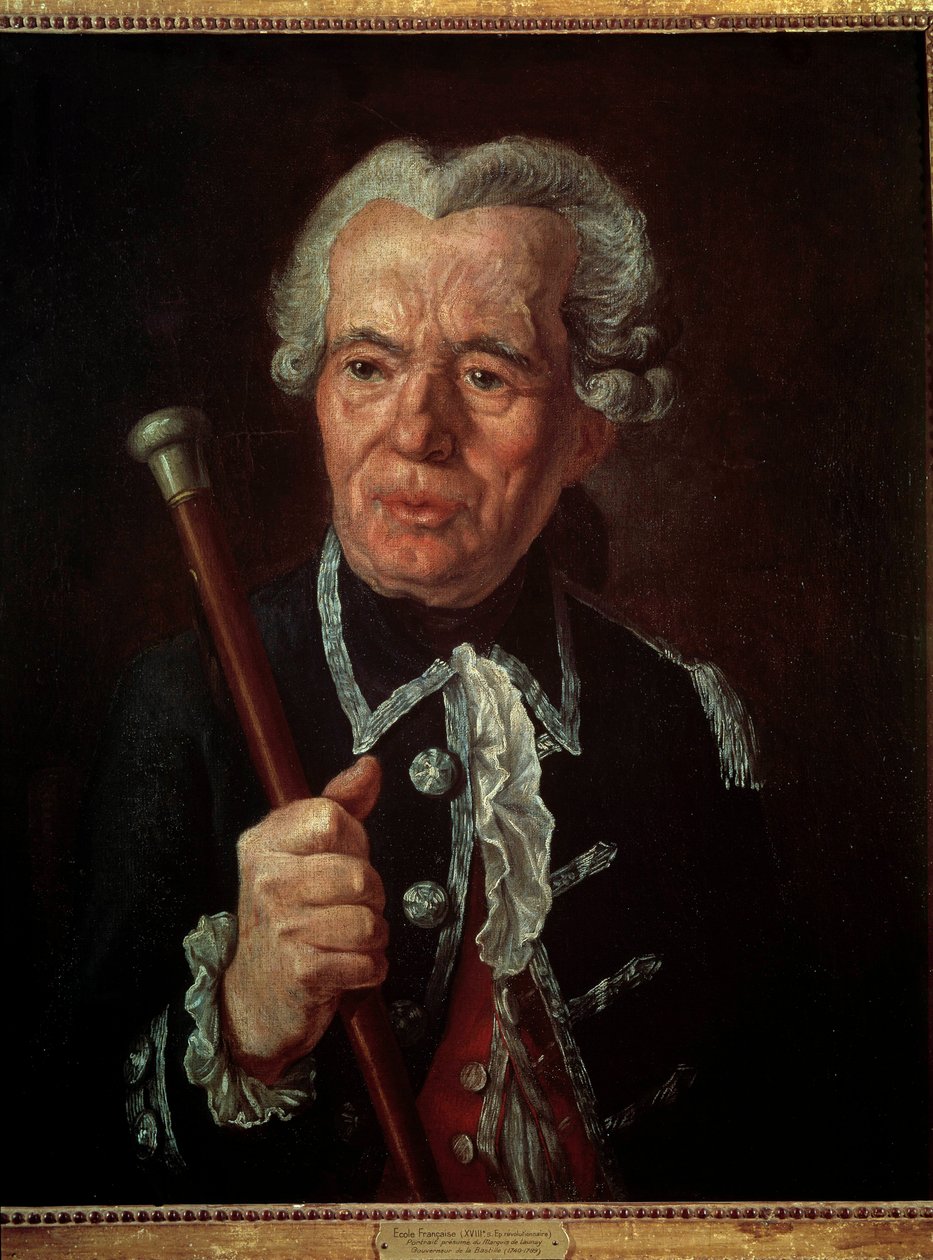 Französische Revolution: Porträt von Marquis Bernard-René Jordan de Launay (1740-1789), Gouverneur der Bastille von French School