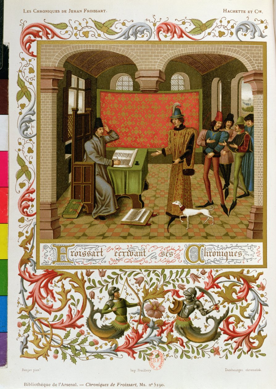Froissart schreibt seine Chroniken (Faksimile von Ms. 5190) von French School