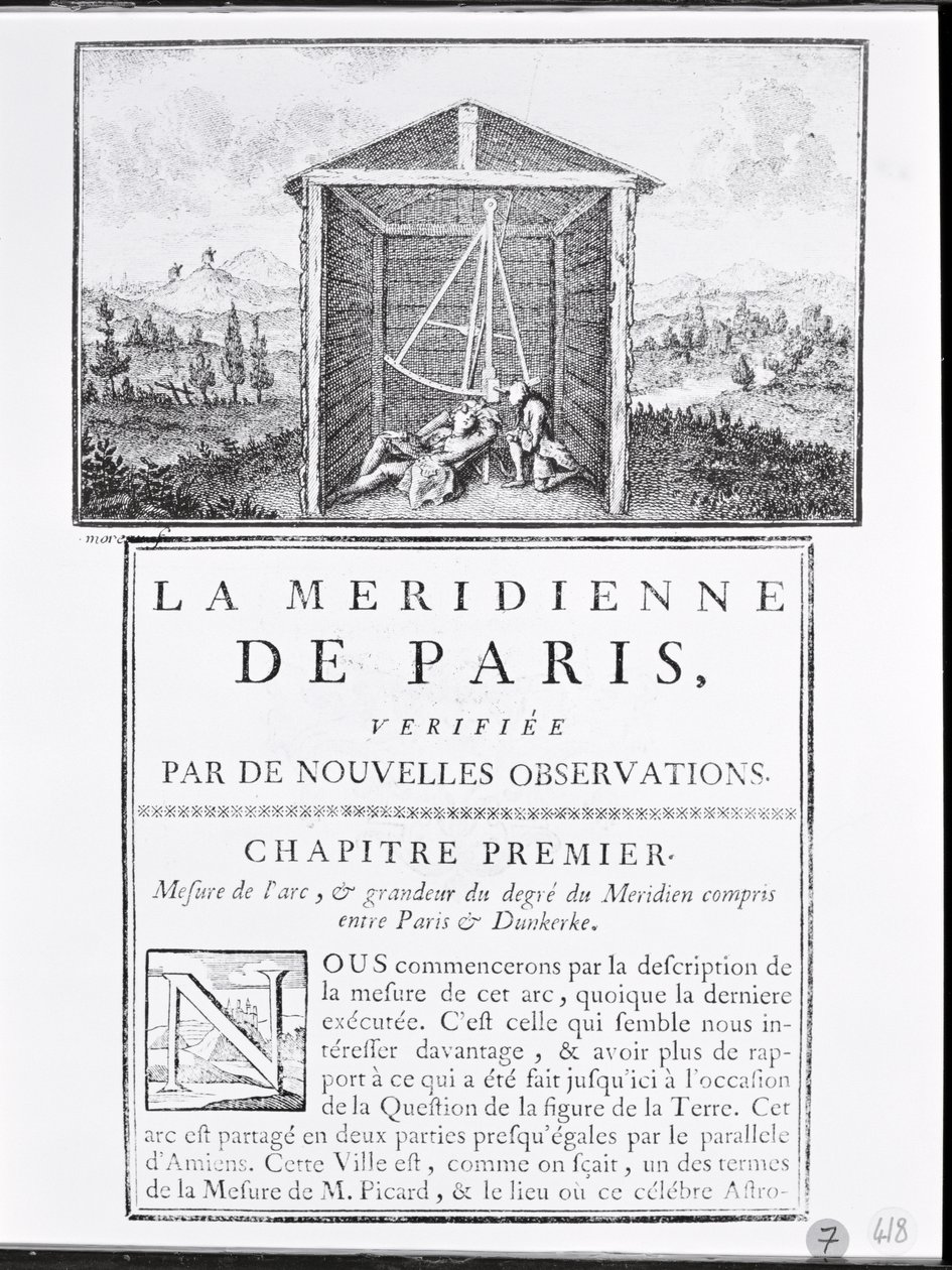 Titelseite des ersten Kapitels von La Meridienne de Paris von Cesar-Francois Cassini de Thury, 1744 von French School