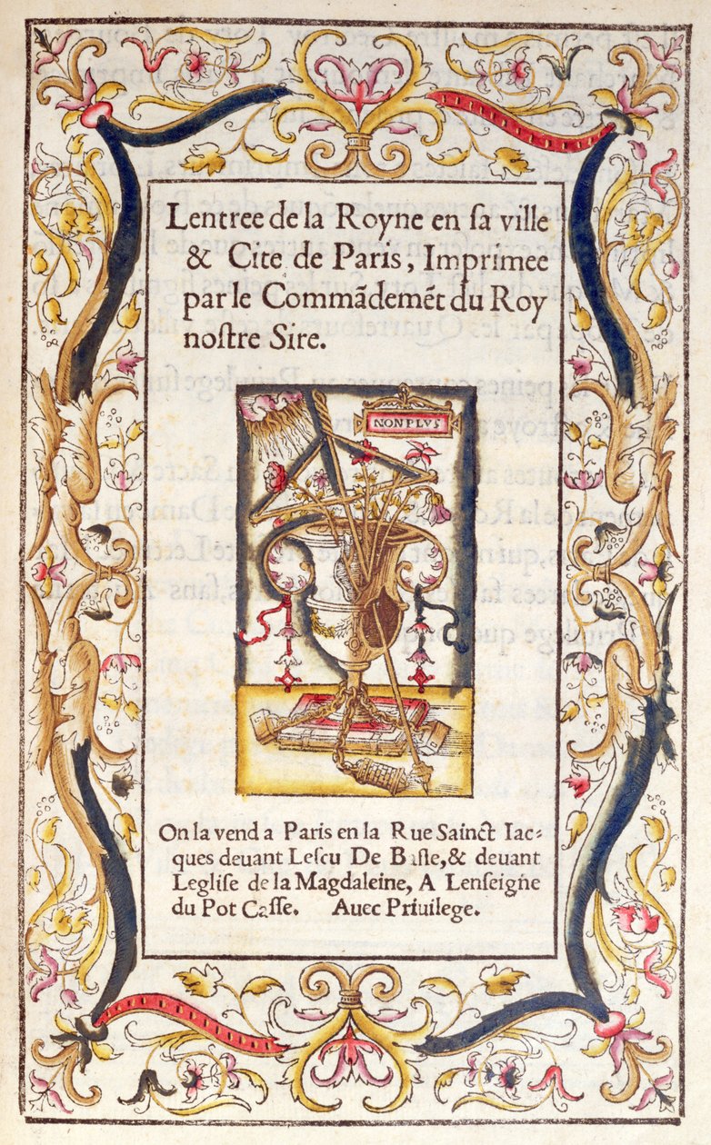 Frontispiz zu einem Buch über den Einzug von Marguerite de Navarre in Paris im Jahr 1531 von French School