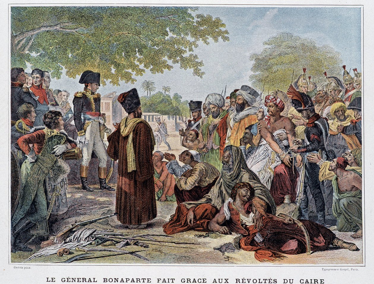 General Bonaparte dankt den Aufständen von Kairo - in „Victoires et Conquêtes des Armées Françaises“, Paris, 19. Jahrhundert von French School