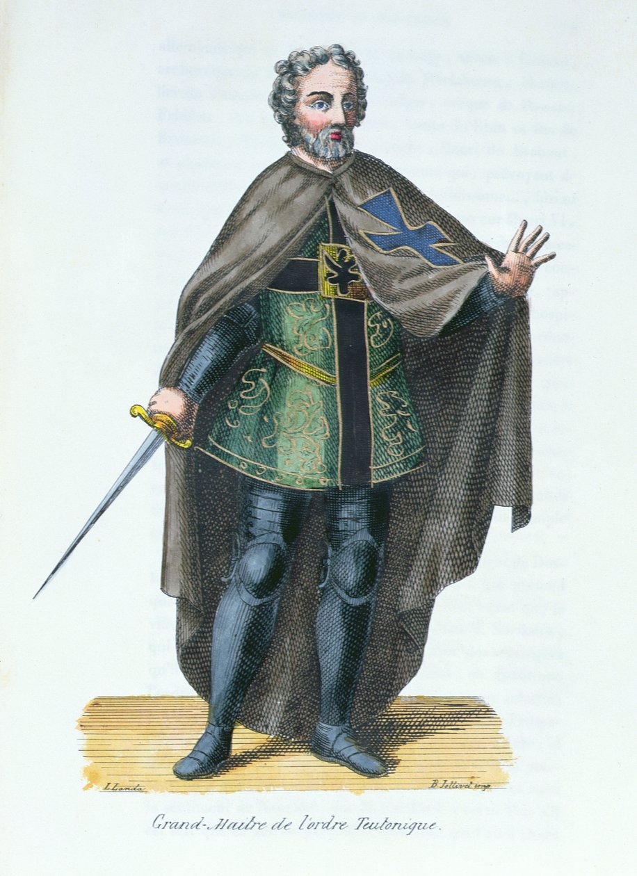 Großmeister des Deutschen Ordens, Illustration aus Histoire et Costumes des Ordres Monastiques von Pierre Helyot, 1842 von French School