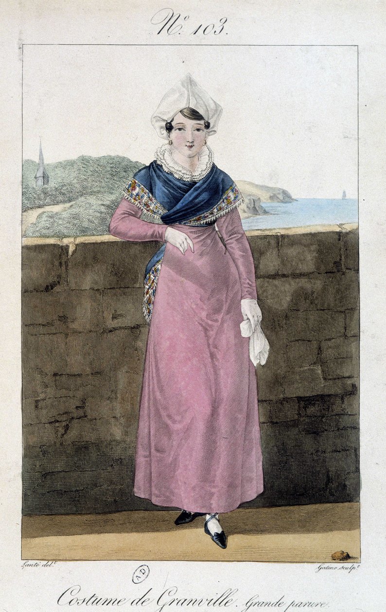 Frauentracht von Granville - Gravur von French School