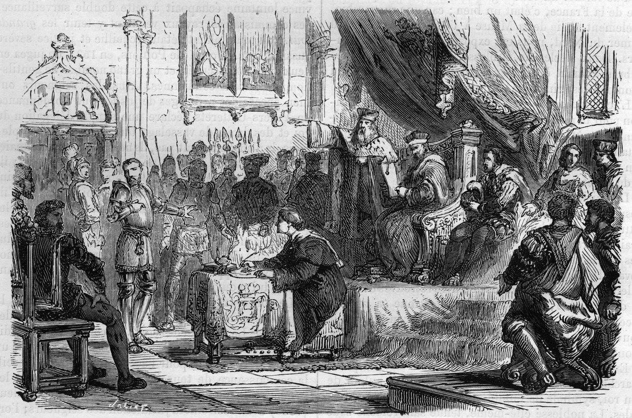 Große Tage von Poitiers (1531) unter Franz I. Die Großen Tage sind außergewöhnliche Gerichte, die letztendlich lokale Fälle entscheiden. Vorsitzender ist ein Kommissar des Königs und besteht aus professionellen Richtern, die aber fremd zur Provinz sind. Fr von French School