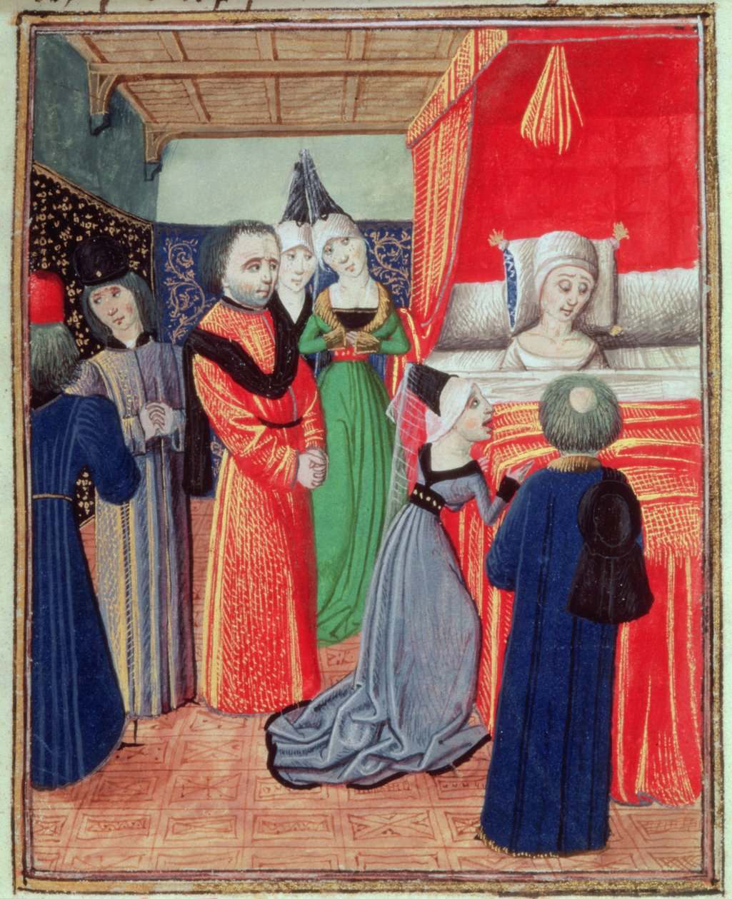 Tod von Königin Anne von Böhmen, Frau von Richard II., verursacht durch die Pest, aus Froissarts Chronik, Band IV von French School