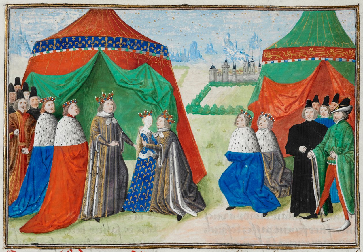 Richard II. trifft seine Kindbraut, Isabel von Frankreich, aus den Froissart-Chroniken von French School