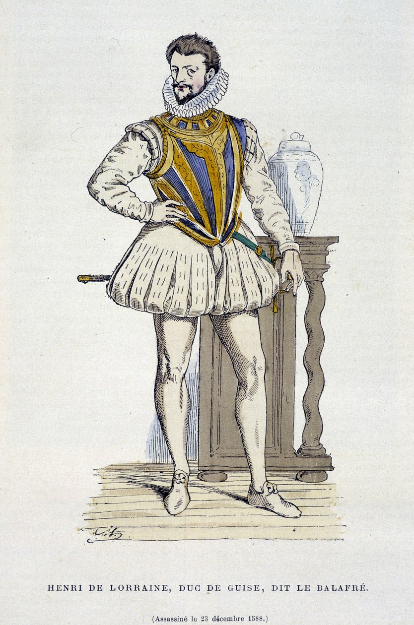 Henri de Lorraine, Herzog von Guise, genannt der Balafré (1550 - 1588) - in „Frankreich und die Franzosen durch die Jahrhunderte“ von Augustin von French School