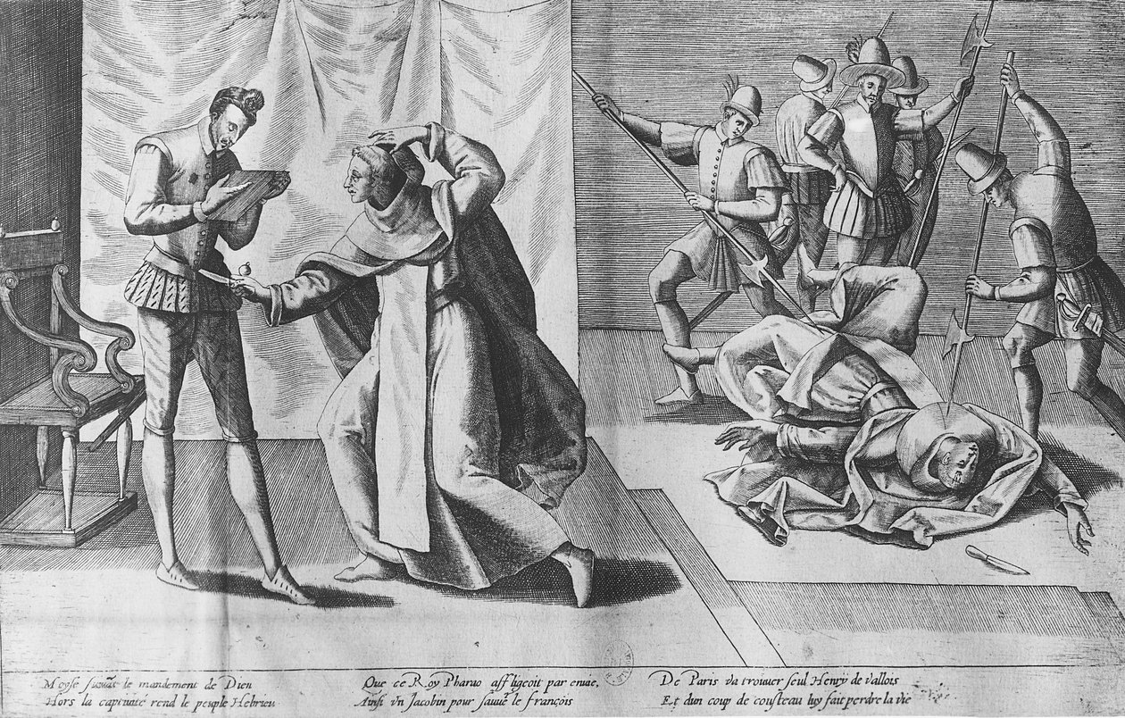 Heinrich III. von Frankreich, ermordet von Jacques Clement, 1. August 1589 von French School