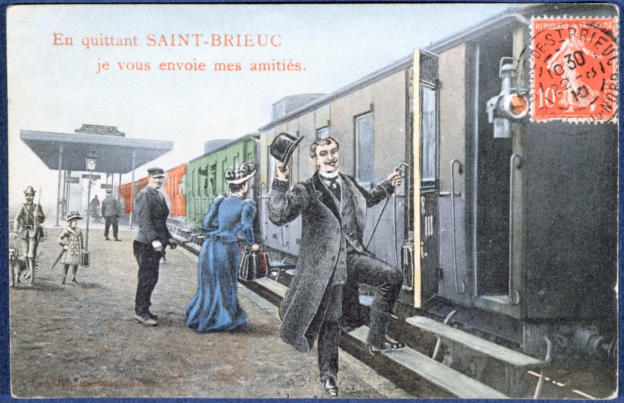 Urlaubspostkarte aus Saint-Brieuc, ca. 1910 (nach einem Foto) von French School