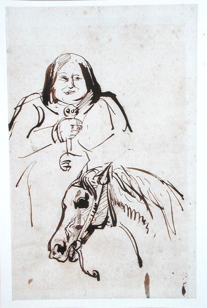 Honoré de Balzac (1799-1850) und sein Pferd von French School