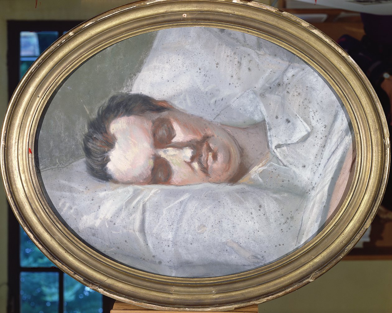 Honoré de Balzac (1799-1850) auf seinem Sterbebett, 15. August 1850 von French School