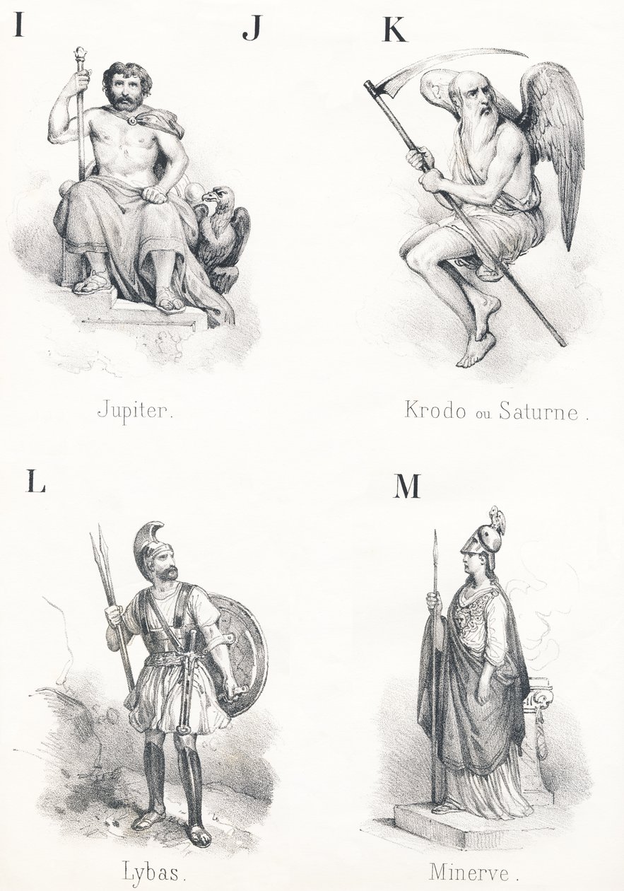 IJ K L M: Jupiter, Krodo, Lybas, Minerva von French School
