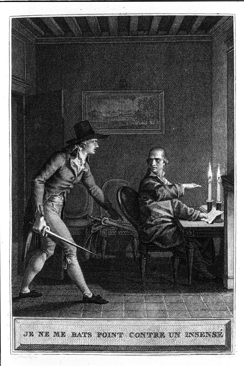 Ich kämpfe nicht wie ein Wahnsinniger Illustration aus „Julie oder Die neue Heloise“ von Jean Jacques Rousseau (1712-1788) 1780 von French School