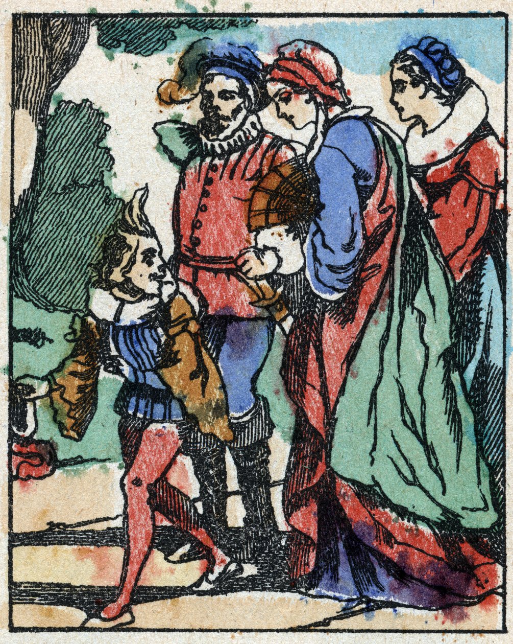 Illustration für „Riquet mit der Locke“, Märchen von Charles Perrault (1628-1703), französischer Schriftsteller. Holzstich von Imaging Pellerin - Epinal, sp. Ende des 19. Jahrhunderts. von French School