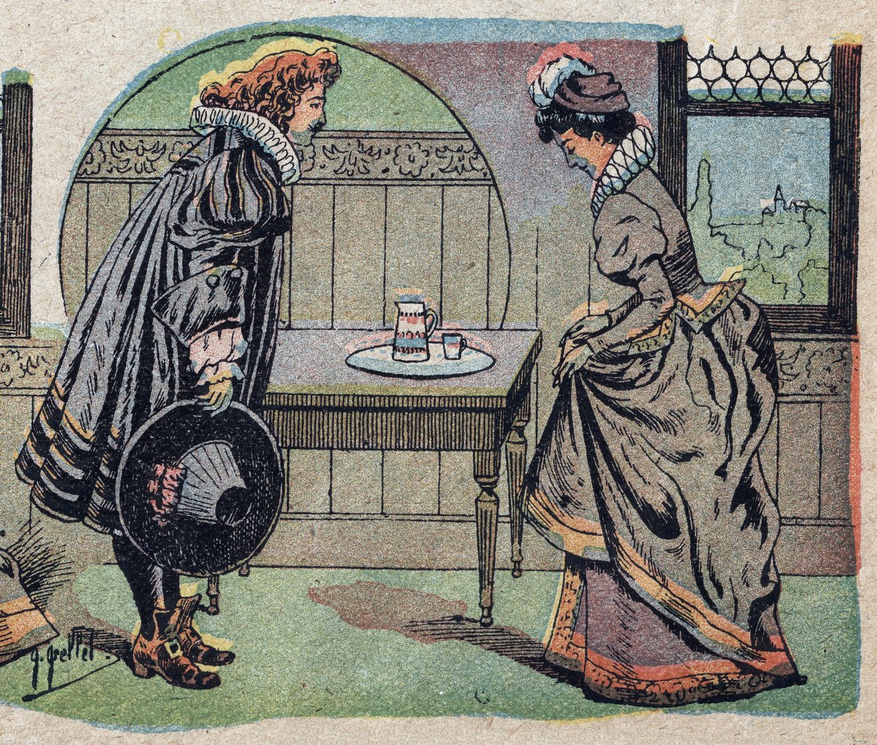 Illustration zum Märchen „Die Schöne und das Biest“: Das Biest wurde ein schönerer Prinz. Gravur von Quinn, um 1890. von French School