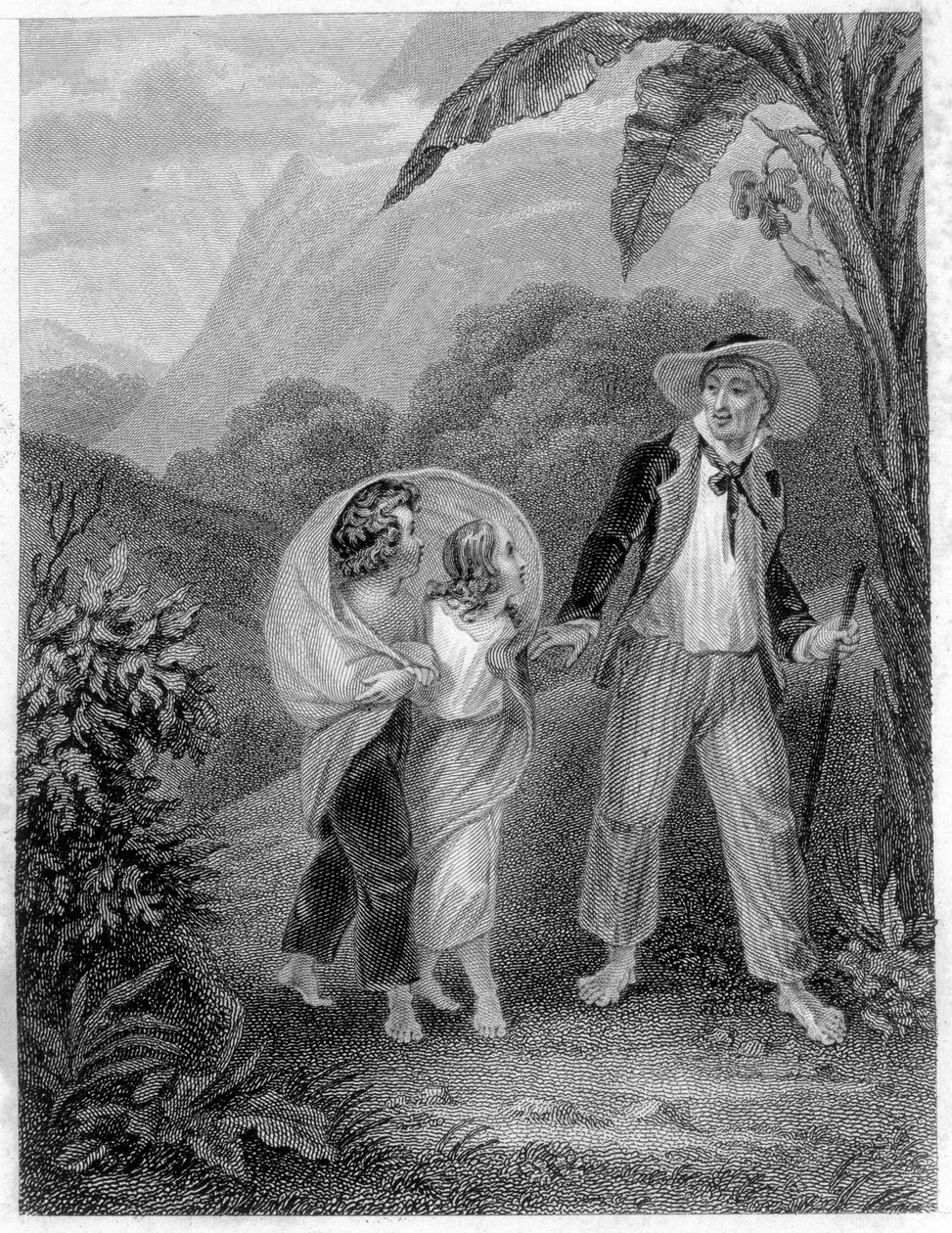 Illustration von „Paul und Virginia“. Roman von Henri Bernardin de Saint Pierre, französischer Schriftsteller (1737-1814) von French School