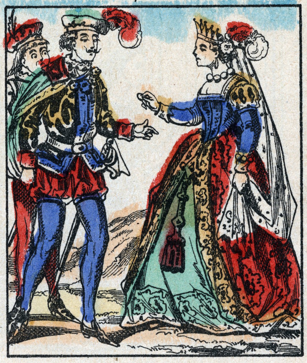 Illustration der Geschichte „Die Abenteuer von Grand Flandrin“. Holzstich aus Imaging Pellerin - Epinal, sp. 19. Jahrhundert. von French School