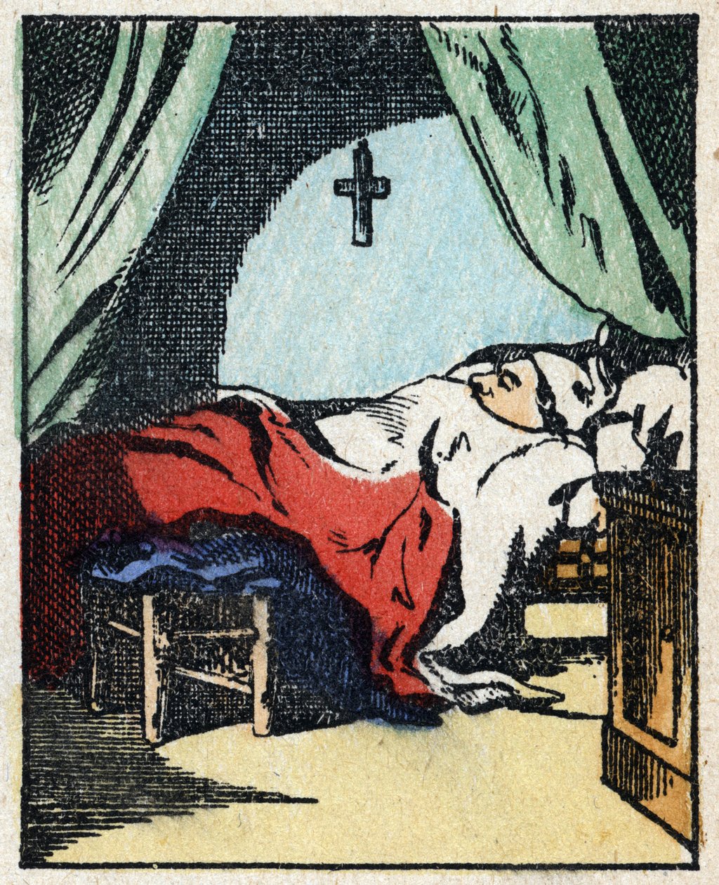 Illustration zu dem Märchen „Wahrhaftige Geschichte von Jeannot Serinet“. Holzstich von Imagery Pellerin - Epinal, sd. Ende des 19. Jahrhunderts. von French School